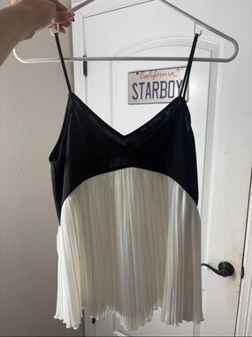 Zara Black Satin Scoop Neck Tank